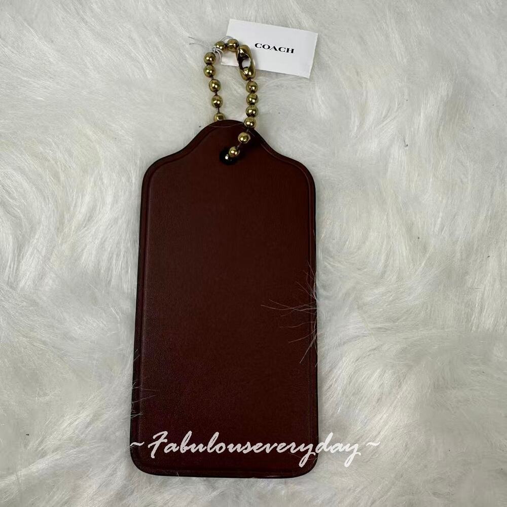Coach X Hangtag Bag Charm In Leather/Maple CBR57 NWT - Picture 5 of 6